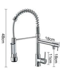 Kitchen Faucet with Pull Down Sprayer, Commercial Spring Single Handle Stainless Steel Sink Faucet, Two Function Spray Head, High Arc Single Hole Kitchen Faucet cUPC/NSF/NSF61 (Black) detailed dimensions and design layout.