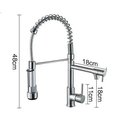 Kitchen Faucet with Pull Down Sprayer, Commercial Spring Single Handle Stainless Steel Sink Faucet, Two Function Spray Head, High Arc Single Hole Kitchen Faucet cUPC/NSF/NSF61 (Black) detailed dimensions and design layout.
