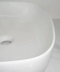 USZWBY Vessel Sinks Simple Square Rounded Corner Bathroom Ceramic Vessel Sink Large Size showing interior design and basin shape.