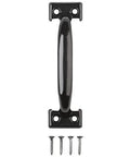 6-1/2 Inch Door Pull In Black Finish For Metal Or Wood Doors With Large Hand Clearance Durable Galvanized Construction Model N116-699