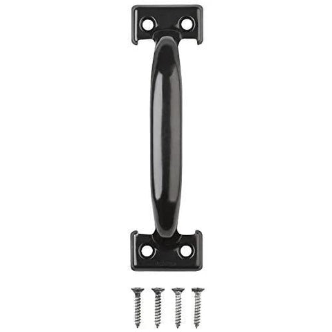6-1/2 Inch Door Pull In Black Finish For Metal Or Wood Doors With Large Hand Clearance Durable Galvanized Construction Model N116-699