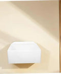Wall-Mount Bathroom Sink - Lightweight Plastic No-Drill Design for Easy Installat in Small Bathrooms, Rentals, and Shower Areas - Space-Saving Solut! mounted on beige wall.