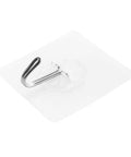 Heavy Duty Plastic Utility Hooks With Rock Solid Self Adhesive Backing For Damage Free Wall Mounting Reusable Bathroom Hangers Waterproof And Oil Proof 50 Pack, clear plastic hook on adhesive backing.
