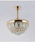 Top Notch 52 Inch Gold Ceiling Fan With Light, Fresh Crystal Lotus Frame showcasing intricate crystal design and golden fixture.