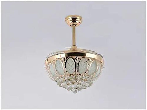 Top Notch 52 Inch Gold Ceiling Fan With Light, Fresh Crystal Lotus Frame showcasing intricate crystal design and golden fixture.