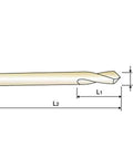YG1 NC spotting drill bit, 1/4 in diameter, HSS with 8% cobalt, side view