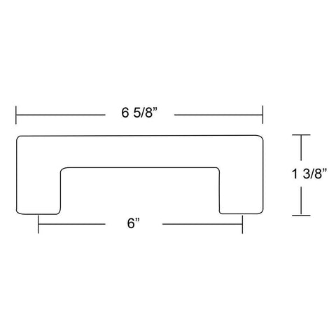 Diagram of Emtek Trail Pull Center to Center 6 Inches Satin Brass US4 86164US4 shown with dimensions.