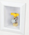 gas outlet box with fire-rated options featuring quarter-turn ball valve in recessed ABS box