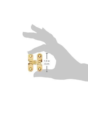 Hidden Zinc Invisible Hinge For Wood Or Metal Cabinets Mortise Mount Sleek Low Profile Bright Brass Exterior Finish held by hand
