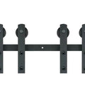 8 Ft Double Door Sliding Barn Door Hardware Kit With Quiet I Shaped Rollers Beefed Up Heavy Duty Steel Tracks That Can Handle Up To 330 Lbs shown