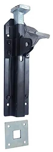 Heavy Duty Wrought Cast Iron Foot Bolt Locks Eight Pack Black Powder Coated Rustic Vintage Barn Door Latch with Receiver Plate