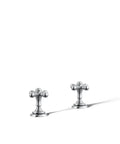 Artifacts Deck Mount Bath Faucet Handle Trim With Cross Design Polished Chrome Finish Dual Cross Lever Handles For Hot And Cold Water