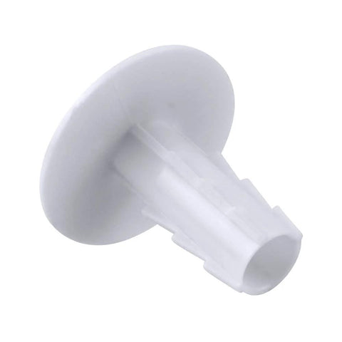 White plastic single feed-through cable bushing with flange