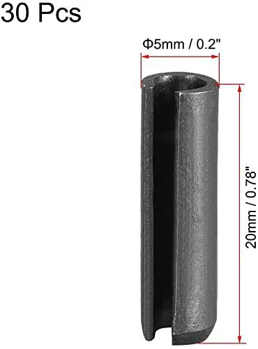 Slotted Spring Pin 5mm By 20mm Smooth Finish 65Mn, 30 Pieces, ideal for small machine projects and DIY workshops.