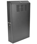 Compact 4U Vertical Wall Mount Rack Cabinet Low Profile 36 Inch Deep Black Enclosure For Server Gear Solid Build with ventilation.