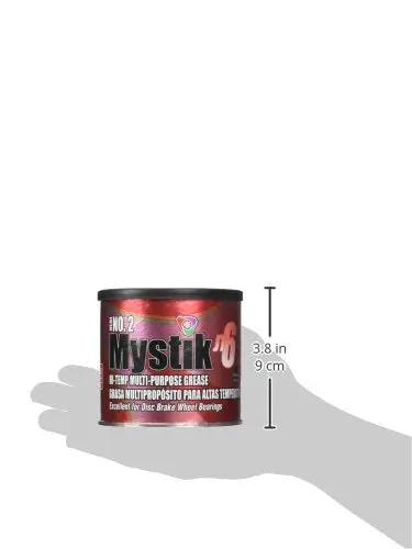 Mystik Jet Two High Temperature Bearing Grease, 1 lb jar in hand, labeled for disc brake wheel bearings, showing height.