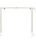 Slick Hand Crank Standing Desk Frame With Smooth Height Adjustment Setup, White heavy-duty carbon steel base shown from front view.