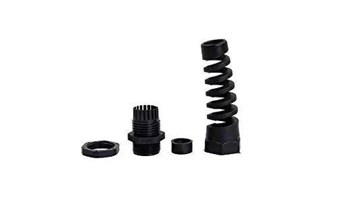 IP68 Waterproof M22 PG16 Cable Gland Connector With Spiral Flex Strain Relief, Lock Nut, Rubber Washer, 5-Piece Kit For 10-14mm Wires