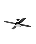 Dope 52 Inch Matte Black Modern Ceiling Fan With LED Lights And Remote Quiet Motor Reversible Four Blade Low Profile Design