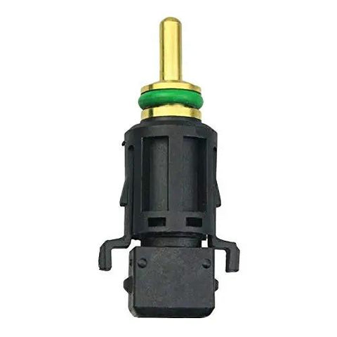 Hella Durable Coolant Temperature Sensor In Lower Radiator Hose Straight Swap Compatible With BMW E46 E90 E39 E87 E60 F10 Plug And Play Engine Cooling Monitor Ref 13621433077, showcasing black plastic casing and gold sensor tip.