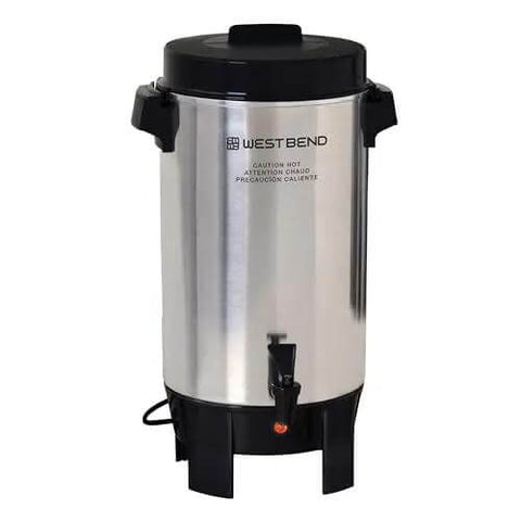 Front view of 42-Cup Coffee Urn With Automatic Temperature Control, Quick One Cup Per Minute Brew, Easy Cleanup, Large-Capacity Silver Server