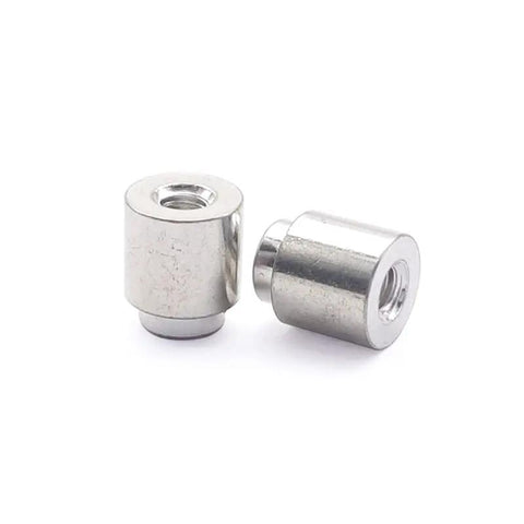 Legit M3 SMD Nuts With Solder Surface Mount Circuit Board Standoffs Heavy Duty Copper Through Hole Spacer Pins For PC Builds view of two copper standoffs.
