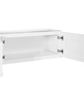 Open Brookings Shaker Bridge Wall Kitchen Cabinet W3012 30 W X 12 D X 12 H Painted White Solid Wood Ready To Assemble For Easy Kitchen Storage And A Clean Modern Look 561621 showing interior space.