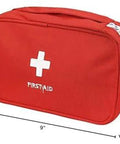 Red first aid bag, empty portable medical pouch with white cross, 9x5x3 in for home or outdoor use