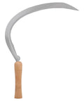 14 Inch Serrated Curved Blade Landscape Scythe with Wooden Handle for Easy Weeding and Lawn Care