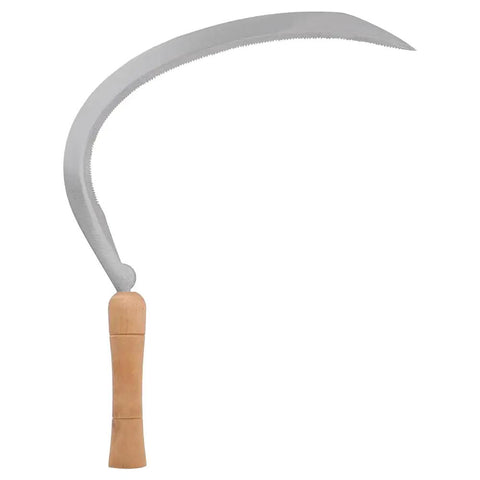 2 Pack 14 Inch Curved Serrated Scythe K110 With Carbon Steel Blade And Wooden Handle For Weeding And Landscape Work