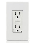 Nailed It 15 Amp Dual Function AFCI GFCI Outlet With Quick Self Test Cycle And Tamper Resistant Plate, white wall outlet face.