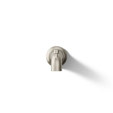 Top view of Tone Wall-Mount Bath Spout With Diverter In Vibrant Brushed Nickel Finish, showcasing the slip-fit connection.