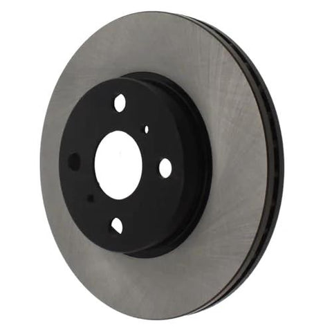 Centric Premium front brake rotor disc with black center hub and silver rotor face.