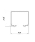 Heavy Duty Ceiling Mounted Bifold Door Hardware Kit With 70 Inch Track For Four Folding Panels Up To 55 Lbs Each, profile view.
