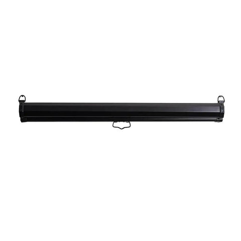 Retractable White Photo ID Backdrop For Passport Photos, Wall Or Ceiling Mount, 36 Inch Wide Screen, closed black housing