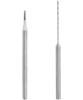 Premium Alloy Screw Extractor Drill Bit Set With Fixed Handle For Stripped Screws Removal In Phones And Electronics, High Strength Tool To Grip Broken Fasteners Like A Boss And Save Your Gear. Two silver alloy extractor bits shown on white background