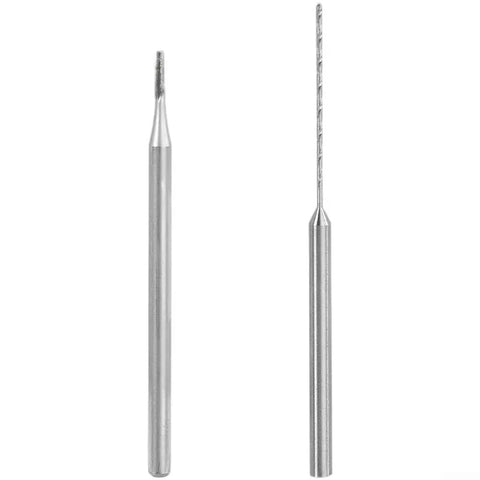 Premium Alloy Screw Extractor Drill Bit Set With Fixed Handle For Stripped Screws Removal In Phones And Electronics, High Strength Tool To Grip Broken Fasteners Like A Boss And Save Your Gear. Two silver alloy extractor bits shown on white background