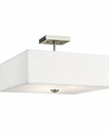 Shailene 18-Inch 3-Light Square Semi-Flush Ceiling Light With Satin Etched White Diffuser And White Microfiber Shade In Brushed Nickel Finish