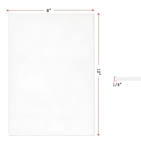 Ceramic fiber gasket paper sheet, white, 8 x 12 inches, 1/4 inch thick, front view
