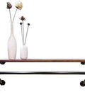 Wall Mounted Coat Hooks With Wooden Clothing Rail And Tight Black Metal Brackets For Entryway Organization Or Closet Storage Heavy Duty Frame with a plant display.