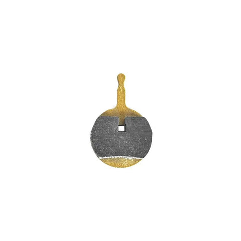 Premium Pair Of Bicycle Metallic Disc Brake Pads Crafted With Semi Metallic Resin For Avid BB5 And Promax Mechanical Brakes close-up view of a single disc brake pad