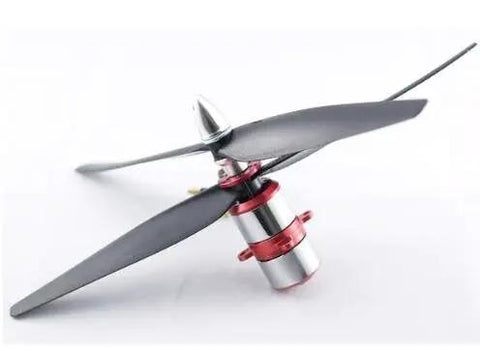 CR23M Coaxial Contra-Rotating Motor 1550KV For RC Helicopter Rig with black propellers and silver housing design.