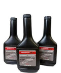 Three bottles of Honda OEM power steering fluid, pack of 3 for all Honda models, essential for smooth steering and system protection.
