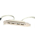 Four Port USB A Female Slot Plate Adapter with an eleven and a quarter inch cable for four or five pin motherboard headers USB 2.0 compliant