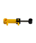 Legit 1x5 V2 Cylinder Pneumatic Actuator With Slick Push Rod And Putter Design Built For Standard Building Block Mods, yellow design.