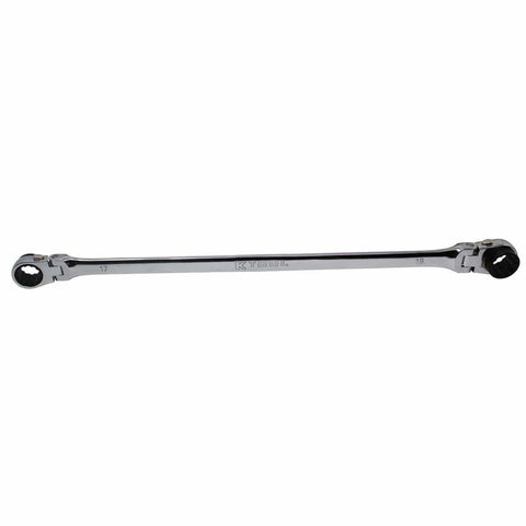 Metric Ratcheting Wrench 17mm 19mm Double Box Universal Spline 90 Tooth Reversible Head Flexible 180 Degree Rotating Tool For Tight Spaces