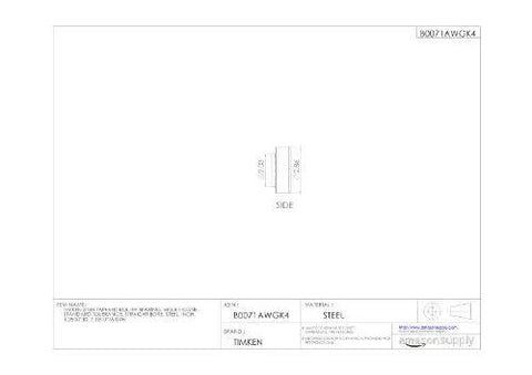 Technical blueprint of Single Cone Tapered Roller Bearing, Standard Tolerance, Straight Bore, Steel, 1.2500 Inch ID, 1.1810 Inch Width.
