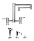 Top Shelf Matte White Farmhouse Kitchen Faucet Suite With 18 Inch High Arc Spout And Sturdy Handles For Quick Setup and Reliable Daily Flow During Everyday Home Cooking in polished chrome finish.