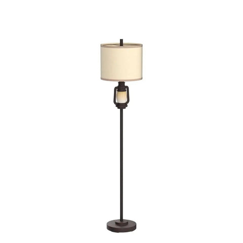 Vintage Industrial Floor Lamp With Linen Shade, Tall 63.5 Inch Standing Lamp For Living Room, Bedroom, Study Or Home Office