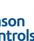 Johnson Controls logo featuring stylized waves in blue and green colors on a white background.